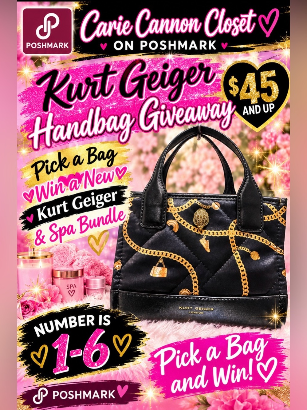 Kurt Geiger Black Quilted Mini Tote with Gold Chain Print NWOT